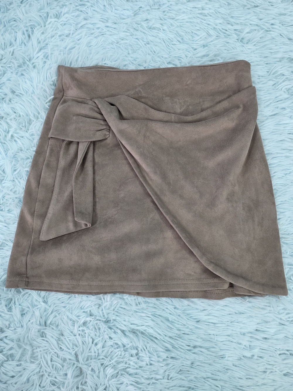 Altar'd State Taupe Faux Suede Wrap Mini Skirt - Size S